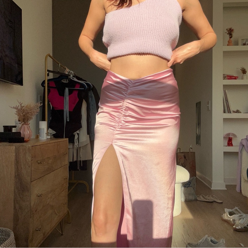 Zara Pink Satin Skirt